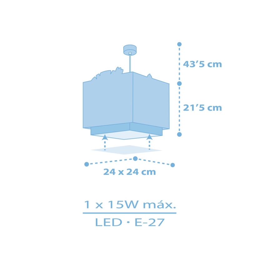 Dalber 63112T - Lasten kattokruunu JUNGLE 1xE27/15W/230V sininen