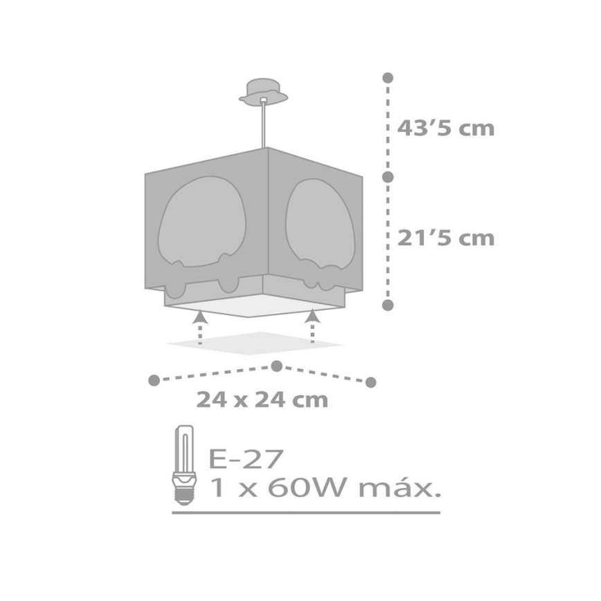 Dalber 63162T - Lasten kattokruunu PANDA 1xE27/60W/230V sininen
