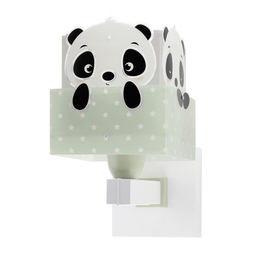 Dalber 63169H - Lasten seinävalo PANDA 1xE27/60W/230V vihreä