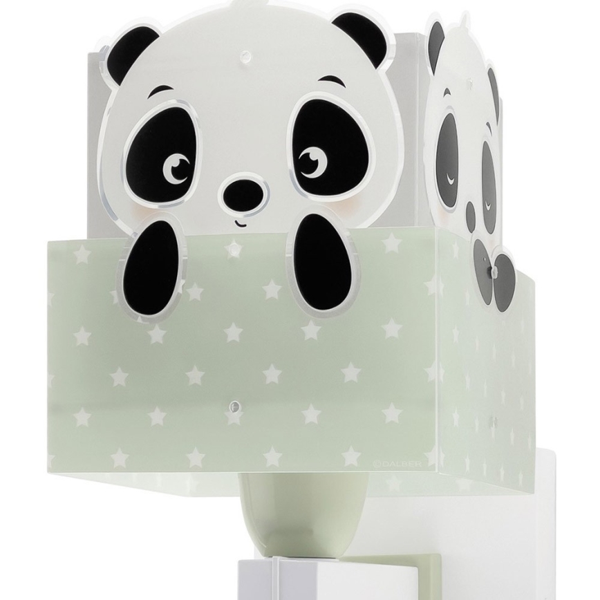 Dalber 63169H - Lasten seinävalo PANDA 1xE27/60W/230V vihreä