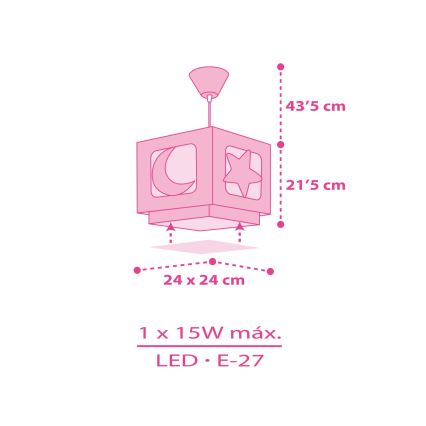 Dalber 63232S - Lasten riipuskattokruunu narulla MOON LIGHT 1xE27/60W/230V