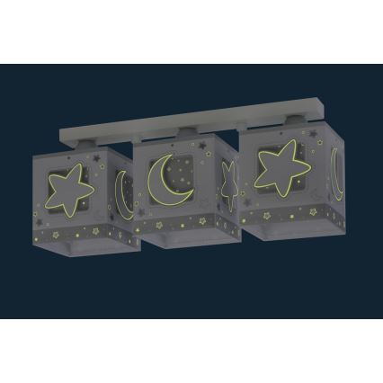 Dalber 63233NE - Lasten kattovalaisin MOONLIGHT 3xE27/60W/230V