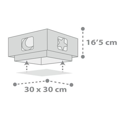 Dalber 63236E - Lasten kattovalaisin MOONLIGHT 2xE27/60W/230V harmaa