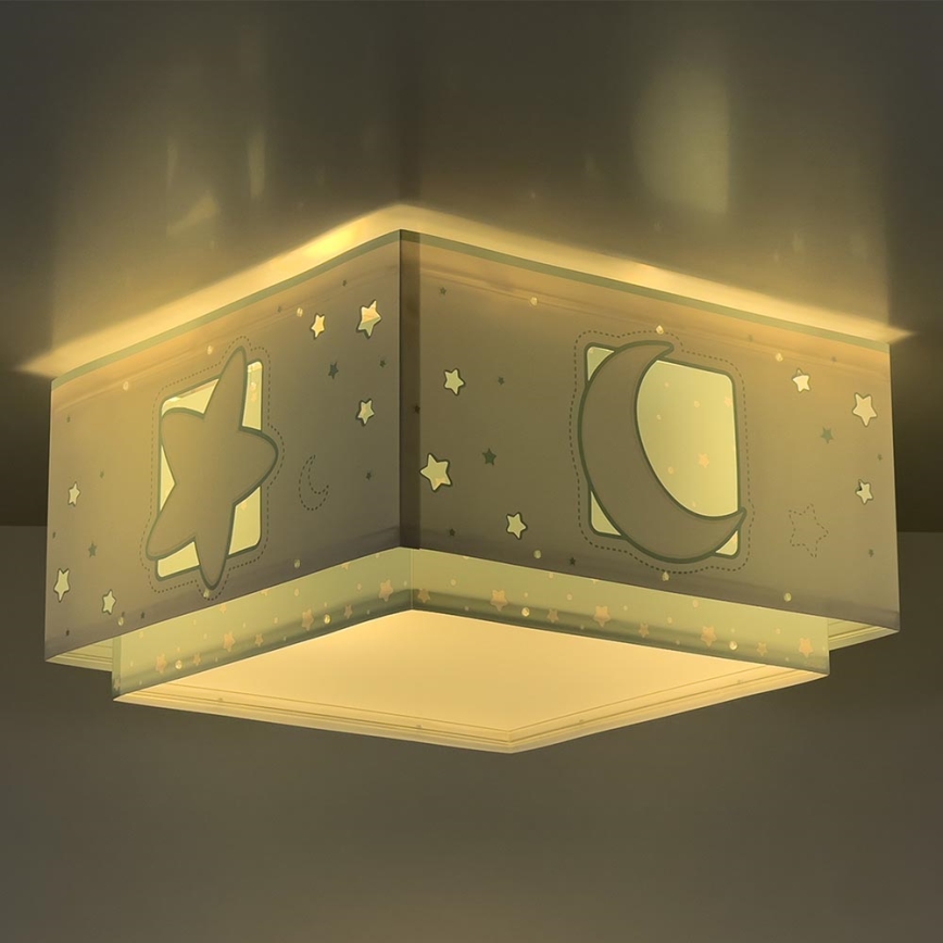 Dalber 63236H - Lasten kattovalaisin MOONLIGHT 2xE27/60W/230V vihreä