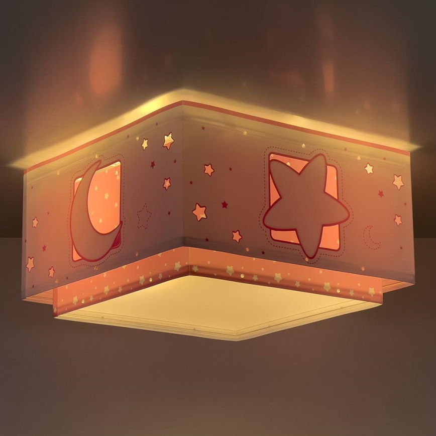Dalber 63236S - Lasten kattovalaisin MOONLIGHT 2xE27/60W/230V pinkki