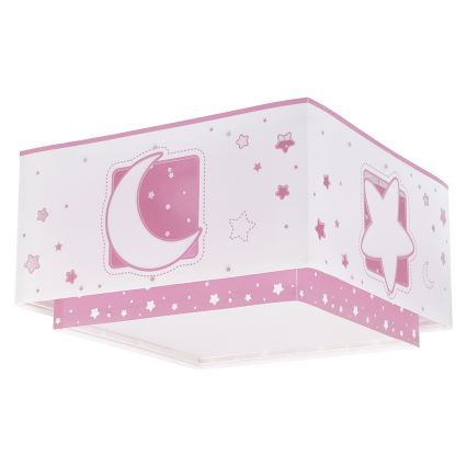 Dalber 63236S - Lasten kattovalaisin MOONLIGHT 2xE27/60W/230V pinkki