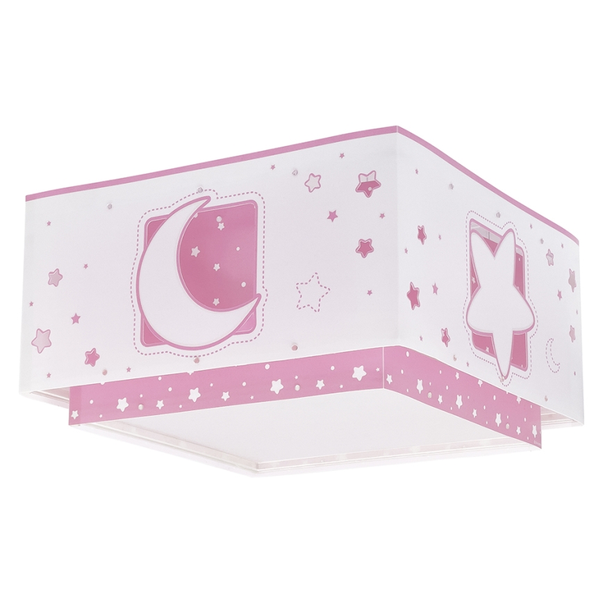 Dalber 63236S - Lasten kattovalaisin MOONLIGHT 2xE27/60W/230V pinkki