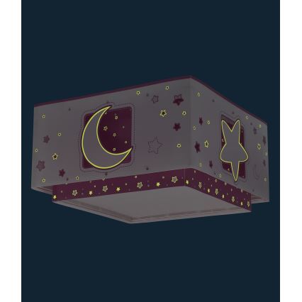 Dalber 63236S - Lasten kattovalaisin MOONLIGHT 2xE27/60W/230V pinkki