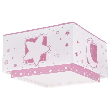 Dalber 63236S - Lasten kattovalaisin MOONLIGHT 2xE27/60W/230V pinkki