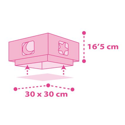 Dalber 63236S - Lasten kattovalaisin MOONLIGHT 2xE27/60W/230V pinkki