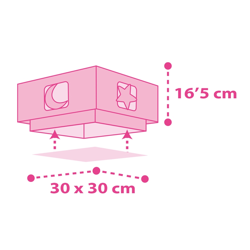 Dalber 63236S - Lasten kattovalaisin MOONLIGHT 2xE27/60W/230V pinkki
