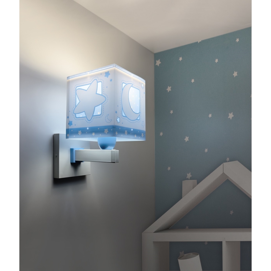 Dalber 63239T - Lasten seinävalaisin MOONLIGHT 1xE27/15W/230V sininen