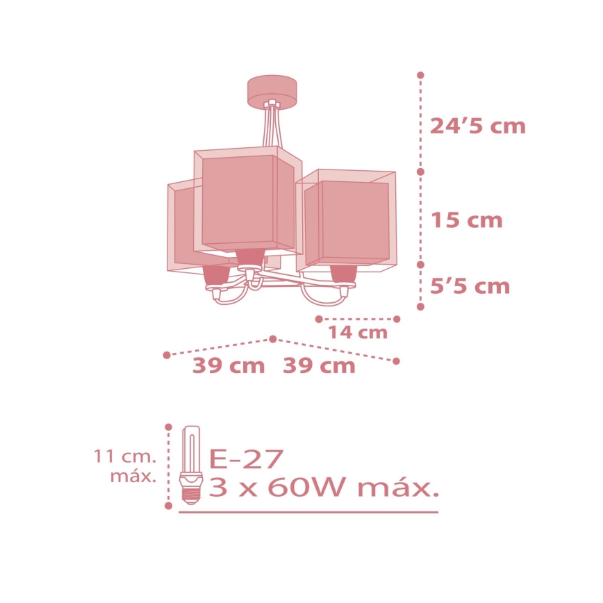 Dalber 63267S - Lasten kattokruunu KOALA 3xE27/60W/230V