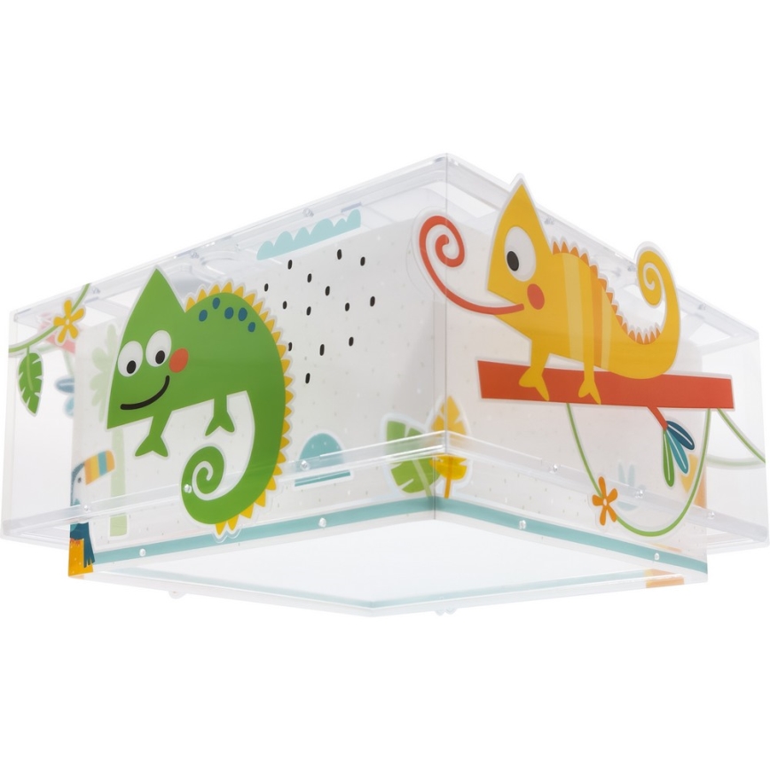 Dalber 63316 - Lasten kattovalaisin HAPPY JUNGLE 2xE27/15W/230V