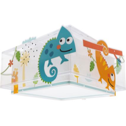Dalber 63316 - Lasten kattovalaisin HAPPY JUNGLE 2xE27/15W/230V