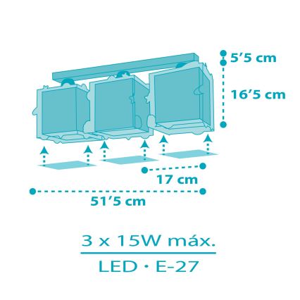 Dalber 63353 - Lasten kattovalaisin ROCKET 3xE27/15W/230V