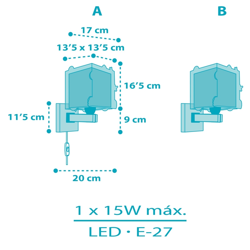 Dalber 63359 - Lasten seinävalaisin ROCKET 1xE27/15W/230V