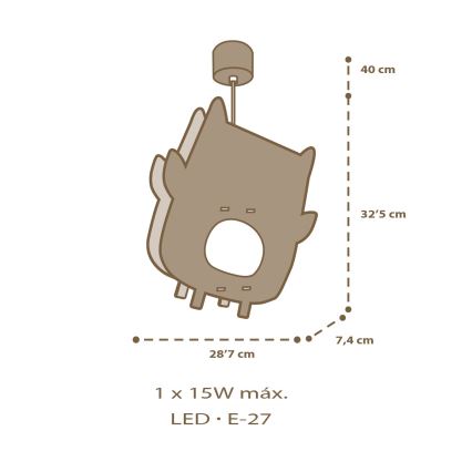 Dalber 63397 - Lasten kattokruunu OWL 1xE27/15W/230V