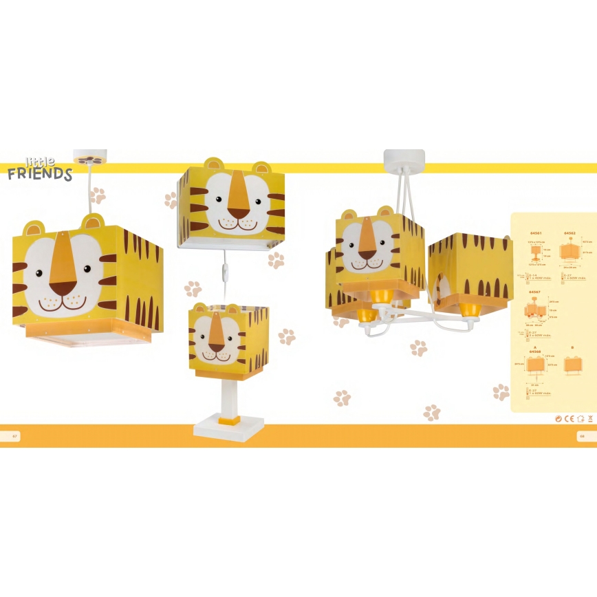 Dalber 64568 - Lasten seinävalaisin LITTLE TIGER 1xE27/60W/230V
