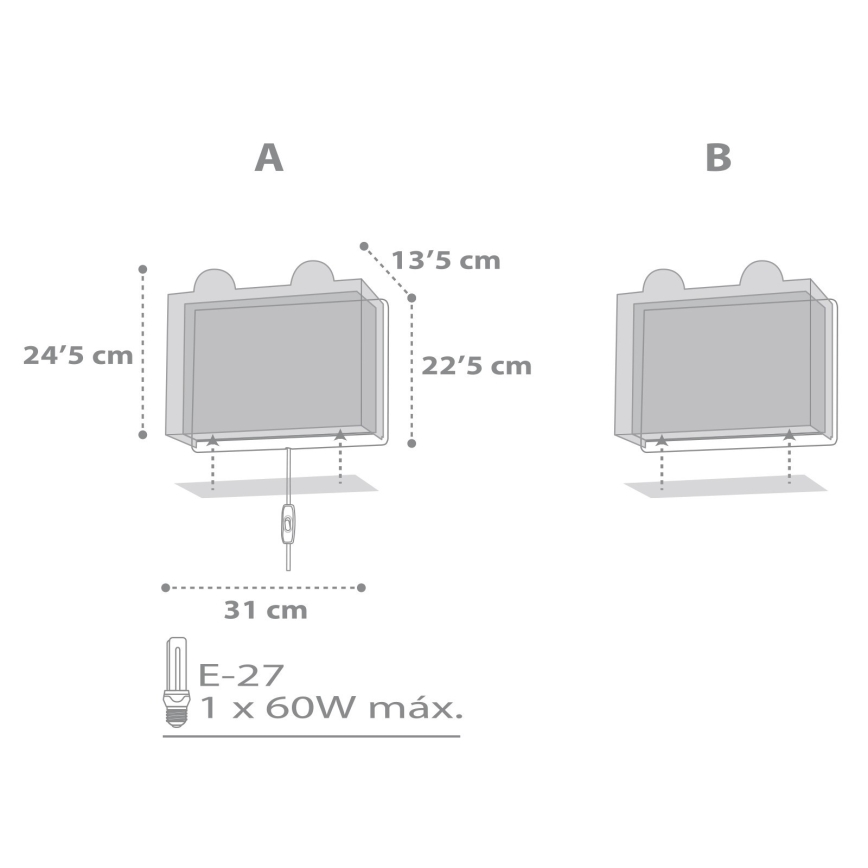 Dalber 64578 - Lasten seinävalaisin LITTLE TEDDY 1xE27/60W/230V