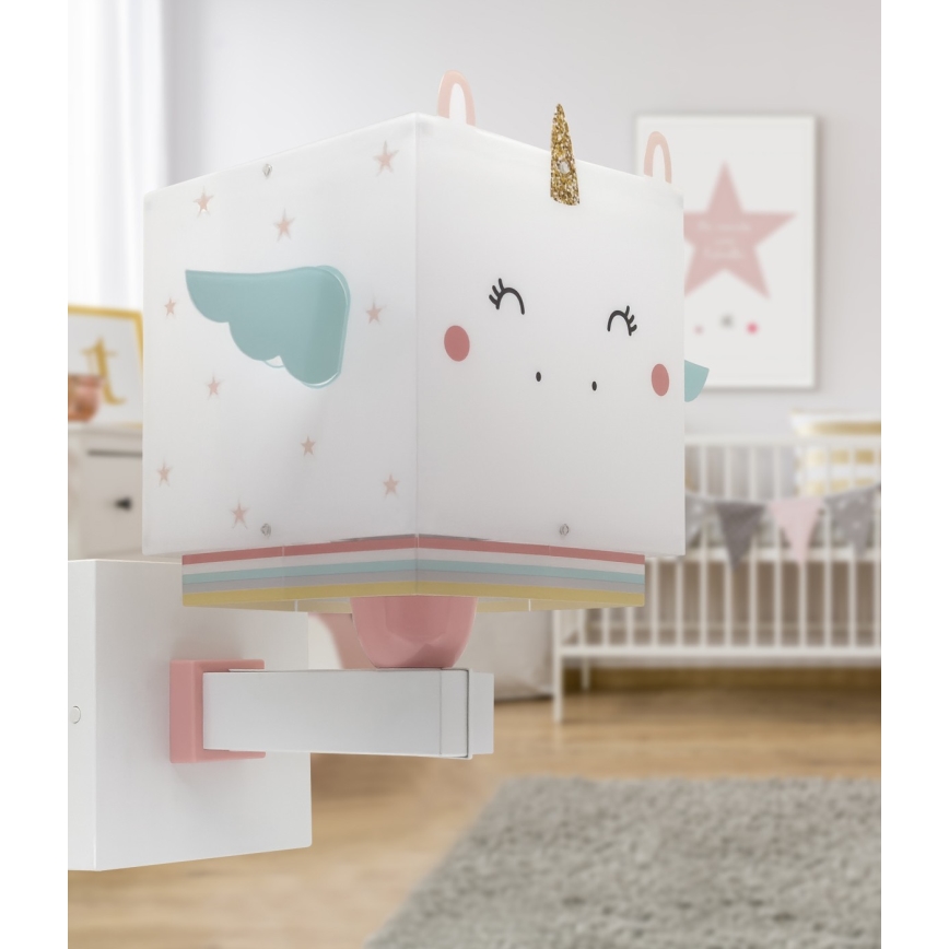Dalber 64599 - Lasten seinävalaisin LITTLE UNICORN 1xE27/15W/230V