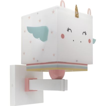 Dalber 64599 - Lasten seinävalaisin LITTLE UNICORN 1xE27/15W/230V