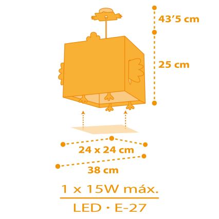 Dalber 64642 - Lasten kattokruunu LITTLE CHICKEN 1xE27/15W/230V