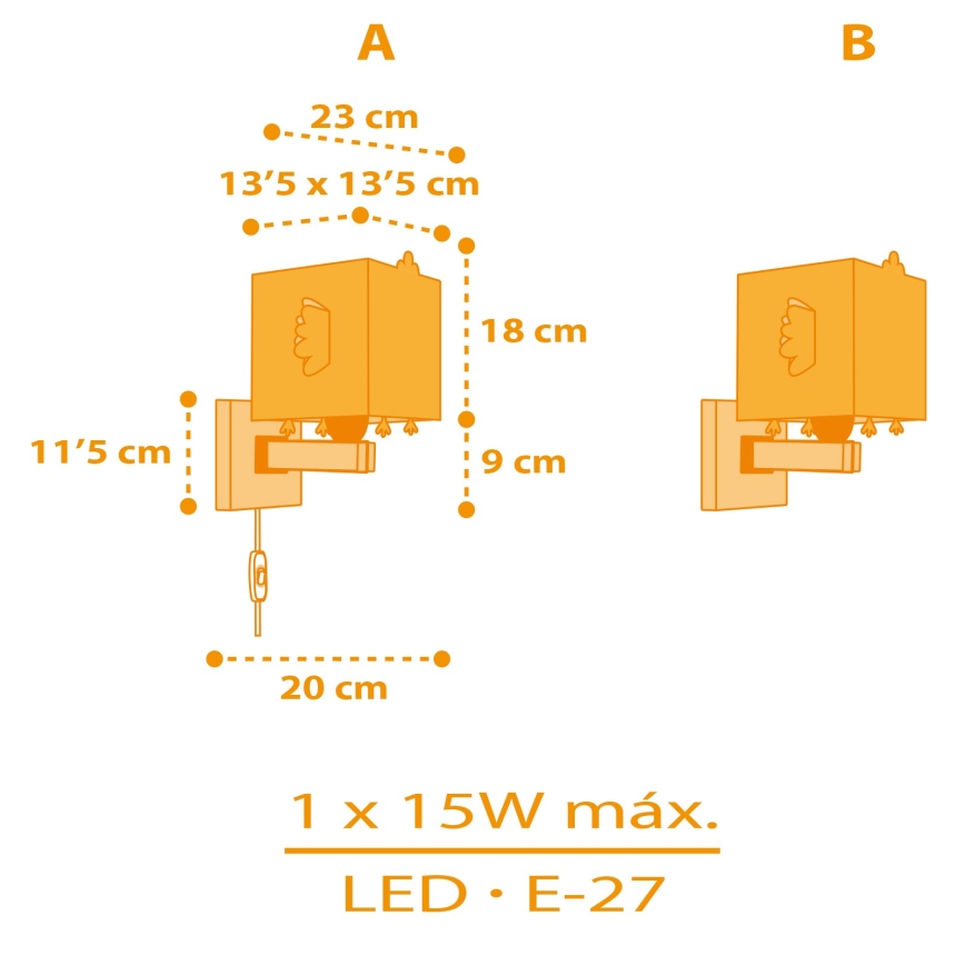 Dalber 64649 - Lasten seinävalaisin LITTLE CHICKEN 1xE27/15W/230V