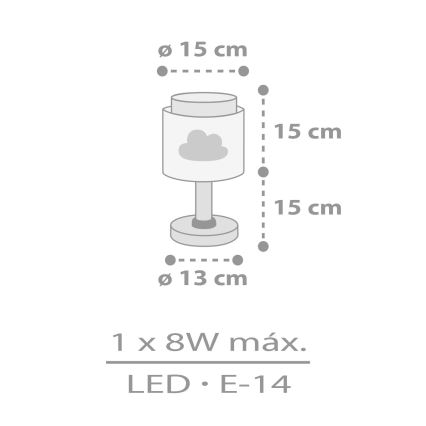 Dalber 76011E - Lasten lamppu BABY DREAMS 1xE14/8W/230V harmaa