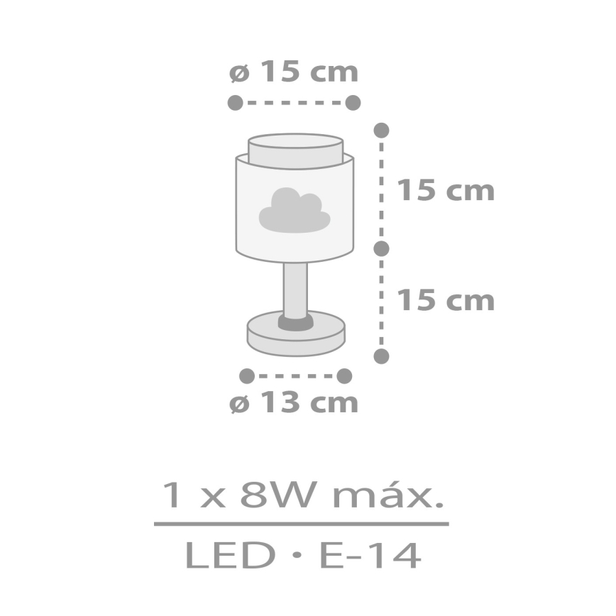 Dalber 76011E - Lasten lamppu BABY DREAMS 1xE14/8W/230V harmaa
