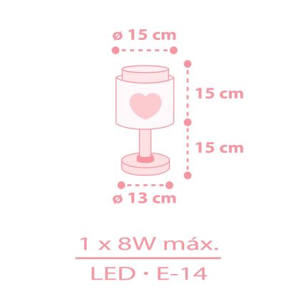 Dalber 76011S - Lasten lamppu BABY DREAMS 1xE14/8W/230V vaaleanpunainen