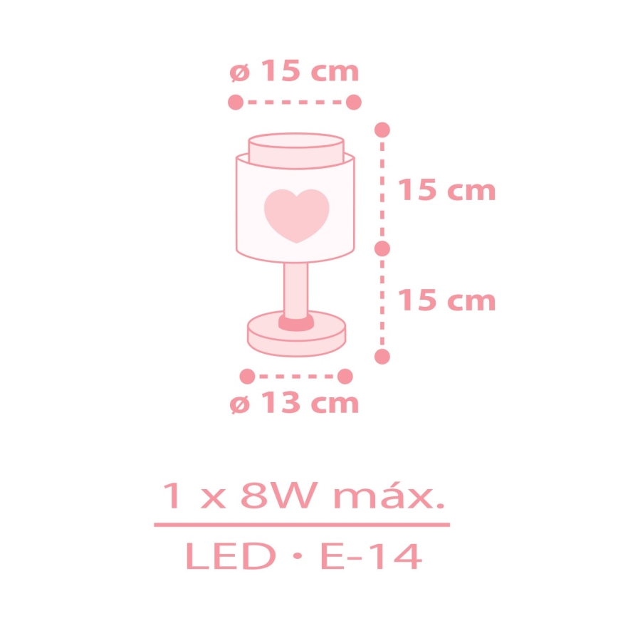 Dalber 76011S - Lasten lamppu BABY DREAMS 1xE14/8W/230V vaaleanpunainen