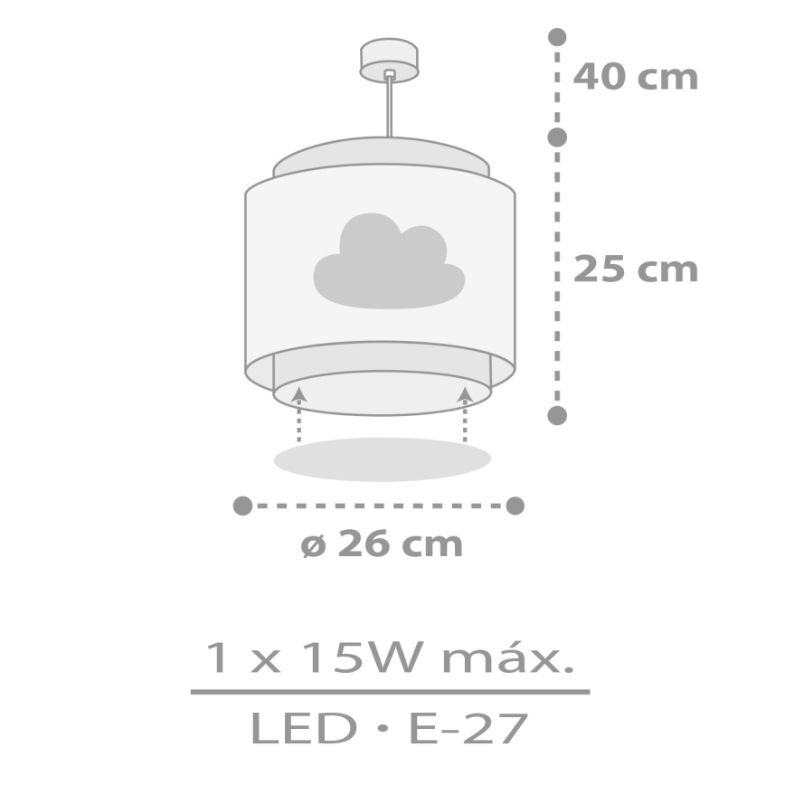 Dalber 76012E - Lasten kattokruunu BABY DREAMS 1xE27/15W/230V harmaa