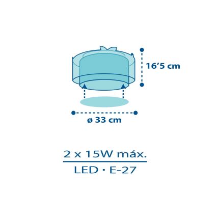 Dalber 76116 - Lasten kattovalaisin JUNGLE 2xE27/15W/230V
