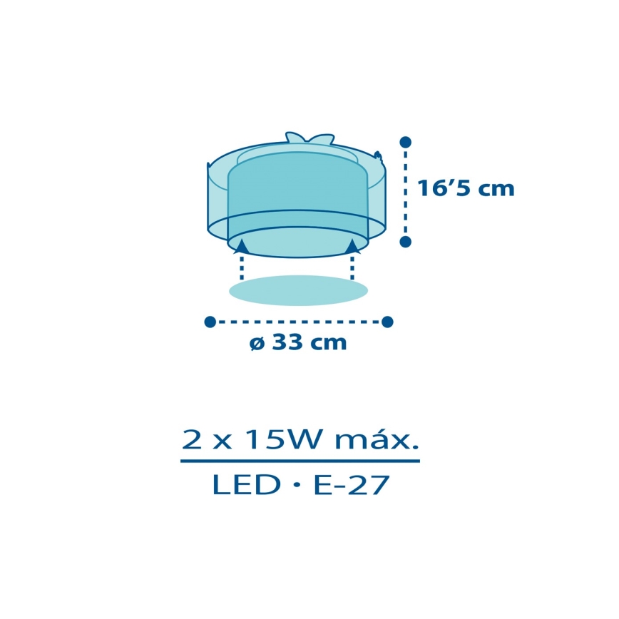 Dalber 76116 - Lasten kattovalaisin JUNGLE 2xE27/15W/230V