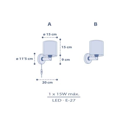 Dalber 76639 - Lasten seinävalaisin MOON DREAMS 1xE27/15W/230V sininen