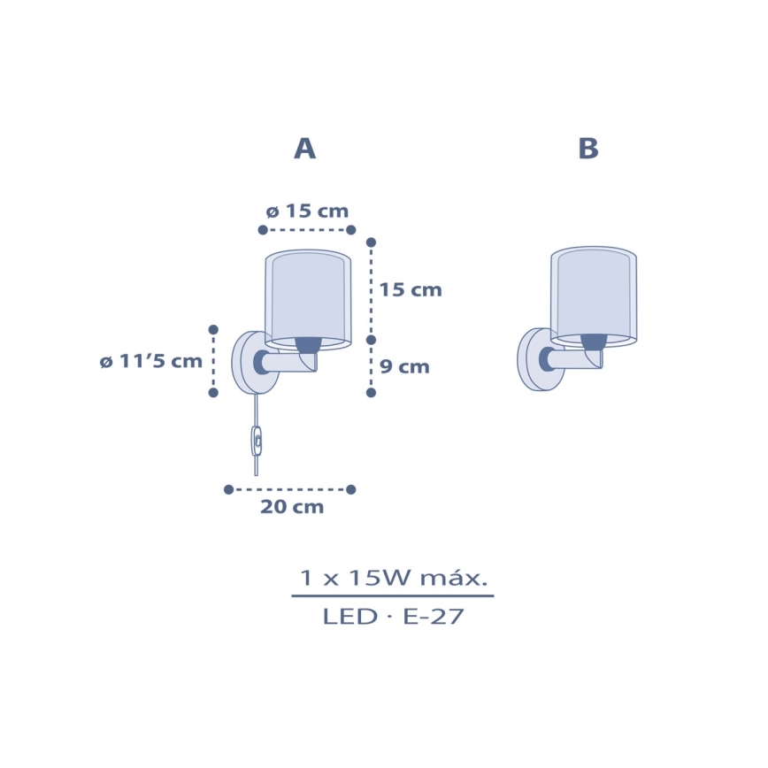 Dalber 76639 - Lasten seinävalaisin MOON DREAMS 1xE27/15W/230V sininen