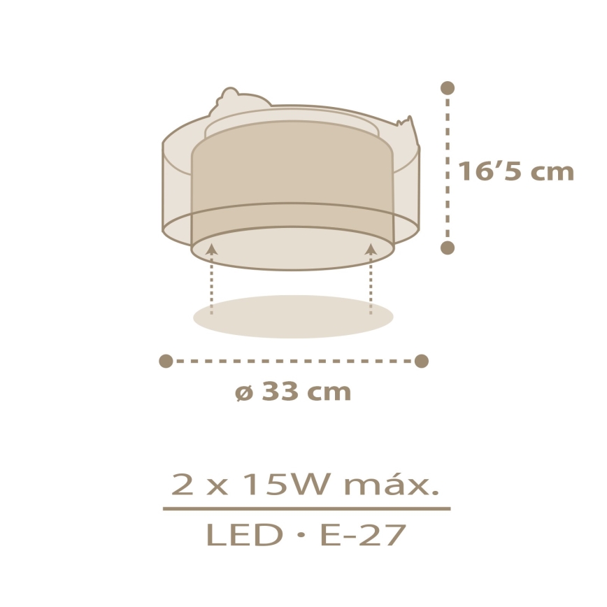 Dalber 76876 - Lasten kattovalaisin BABY CHICK 2xE27/15W/230V