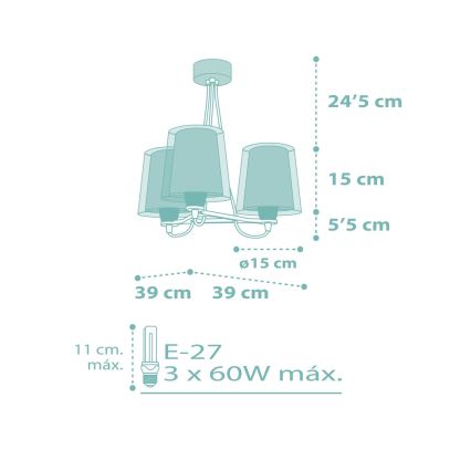 Dalber 81177H - Lasten kattokruunu DREAM FLOWERS 3xE27/60W/230V