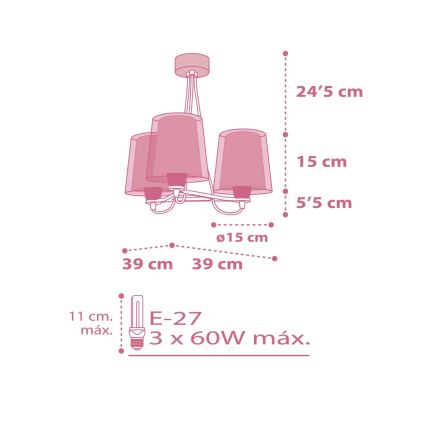 Dalber 81177S - Lasten kattokruunu DREAM FLOWERS 3xE27/60W/230V