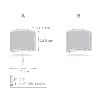 Dalber 81198E - Lasten seinävalaisin LIGHT FEELING 1xE27/60W/230V