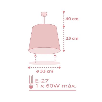 Dalber 82212S - Lasten kattokruunu STAR LIGHT 1xE27/60W/230V pinkki