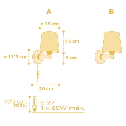 Dalber 82219A - Lasten seinävalo STAR LIGHT 1xE27/60W/230V keltainen