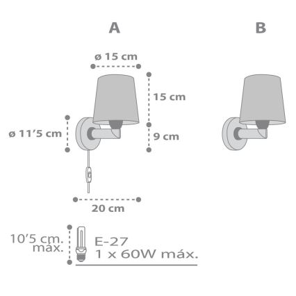 Dalber 82219B - Lasten seinävalo STAR LIGHT 1xE27/60W/230V valkoinen
