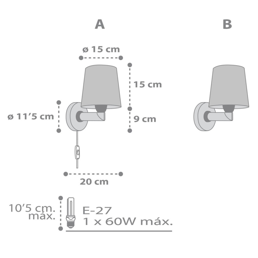 Dalber 82219B - Lasten seinävalo STAR LIGHT 1xE27/60W/230V valkoinen