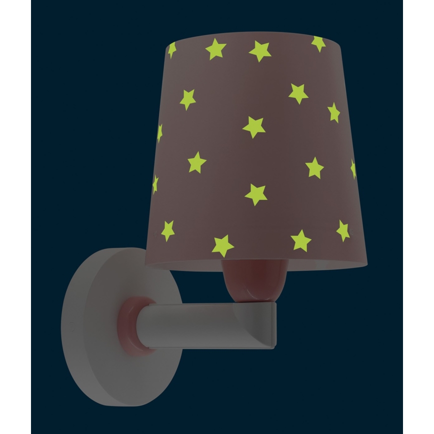 Dalber 82219S - Lasten seinävalo STAR LIGHT 1xE27/60W/230V pinkki
