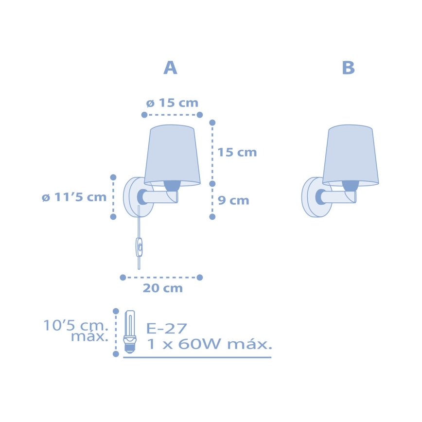 Dalber 82219T - Lasten seinävalo STAR LIGHT 1xE27/60W/230V sininen