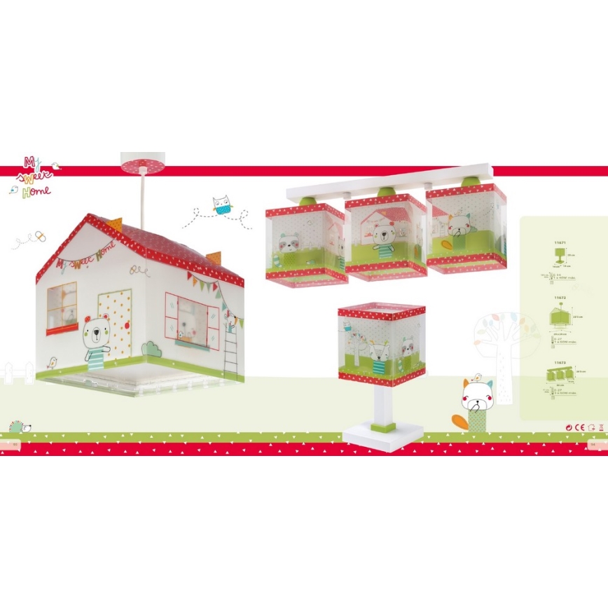 Dalber D-11673 - Lasten kattovalaisin MY SWEET HOME 3xE27/60W/230V