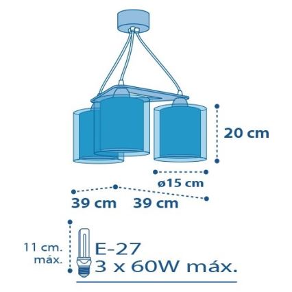 Dalber D-41344 - Lasten kattokruunu PLANETS 3xE27/60W/230V