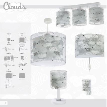 Dalber D-41412E - Lasten kattokruunu CLOUDS 1xE27/60W/230V